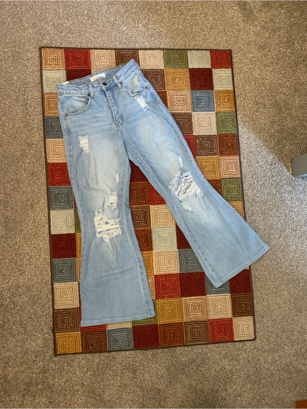 Almost famous flare leg distressed jeans
